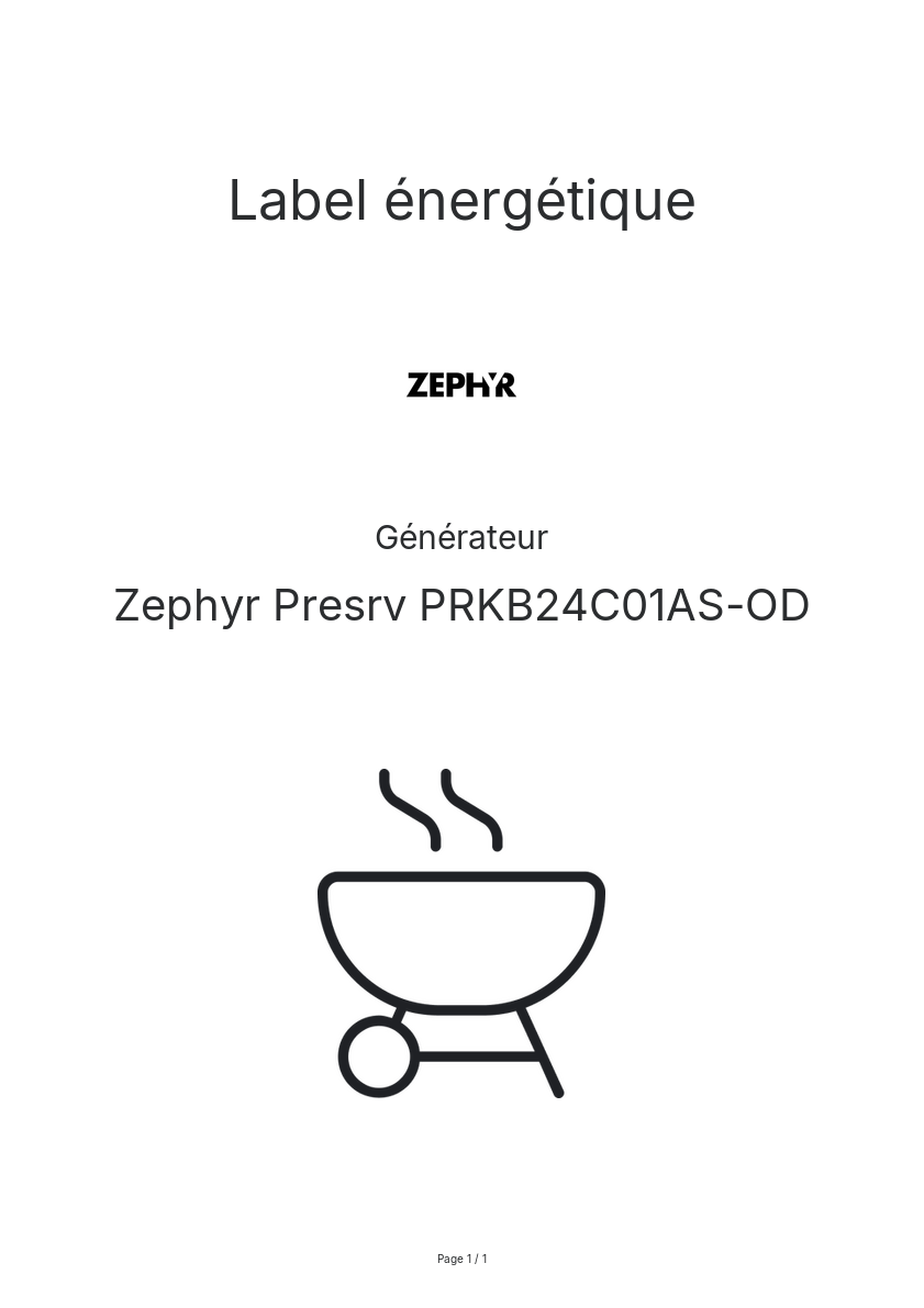 Page n°1 - Label énergétique Zephyr Presrv PRKB24C01AS-OD