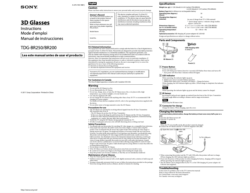 Image de la première page du manuel de l'appareil TDG-BR200B