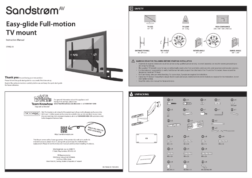 Page 1 de la notice Manuel utilisateur Sandstrøm SFMGL18