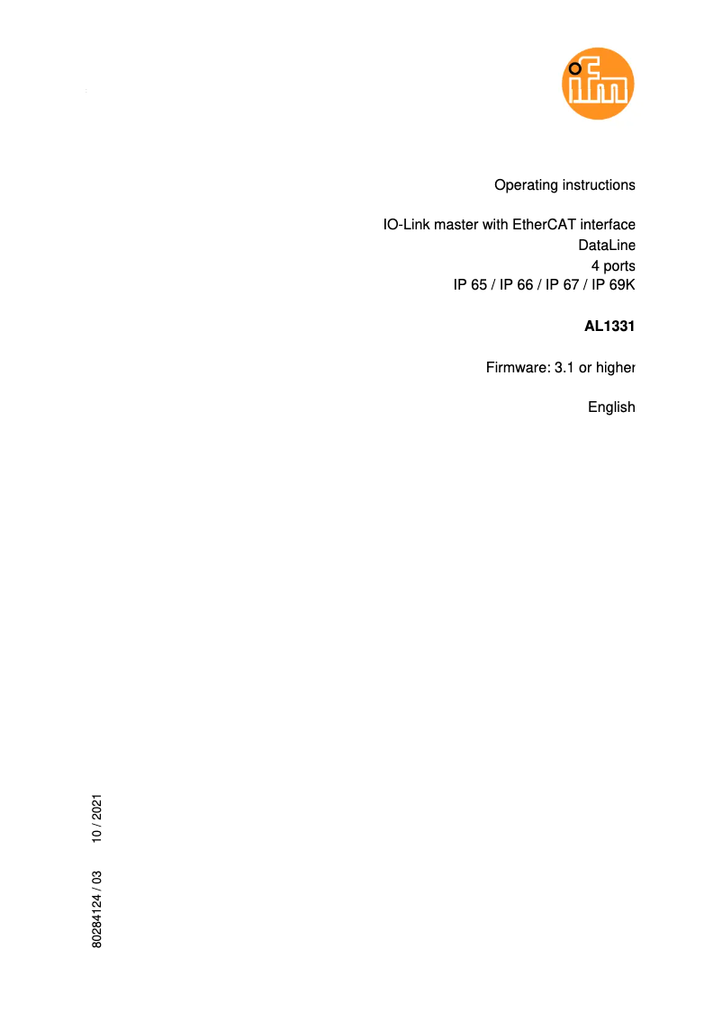 Page 1 de la notice Manuel utilisateur IFM AL1331