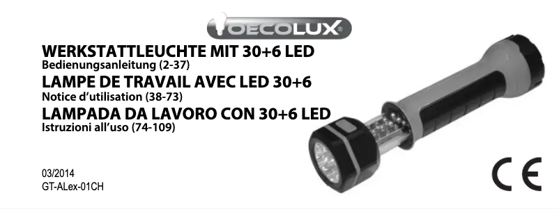 Page 1 de la notice Manuel utilisateur Oecolux GT-ALex-01CH