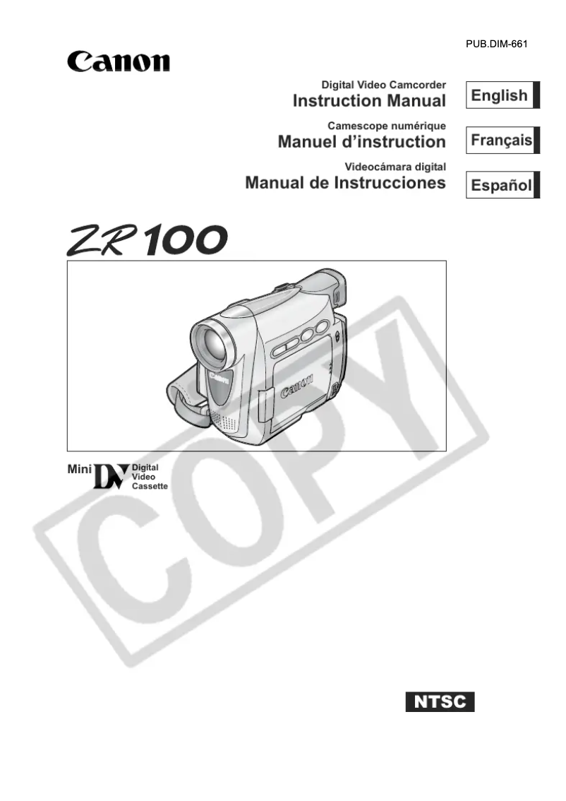 Página 1 del manual Manual de usuario Canon ZR 100