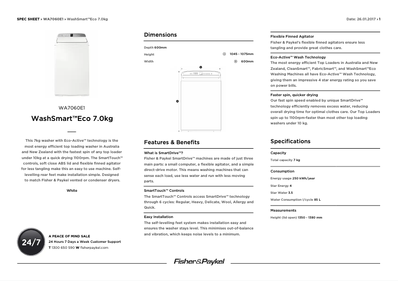 Image de la première page du manuel de l'appareil WA7060E1