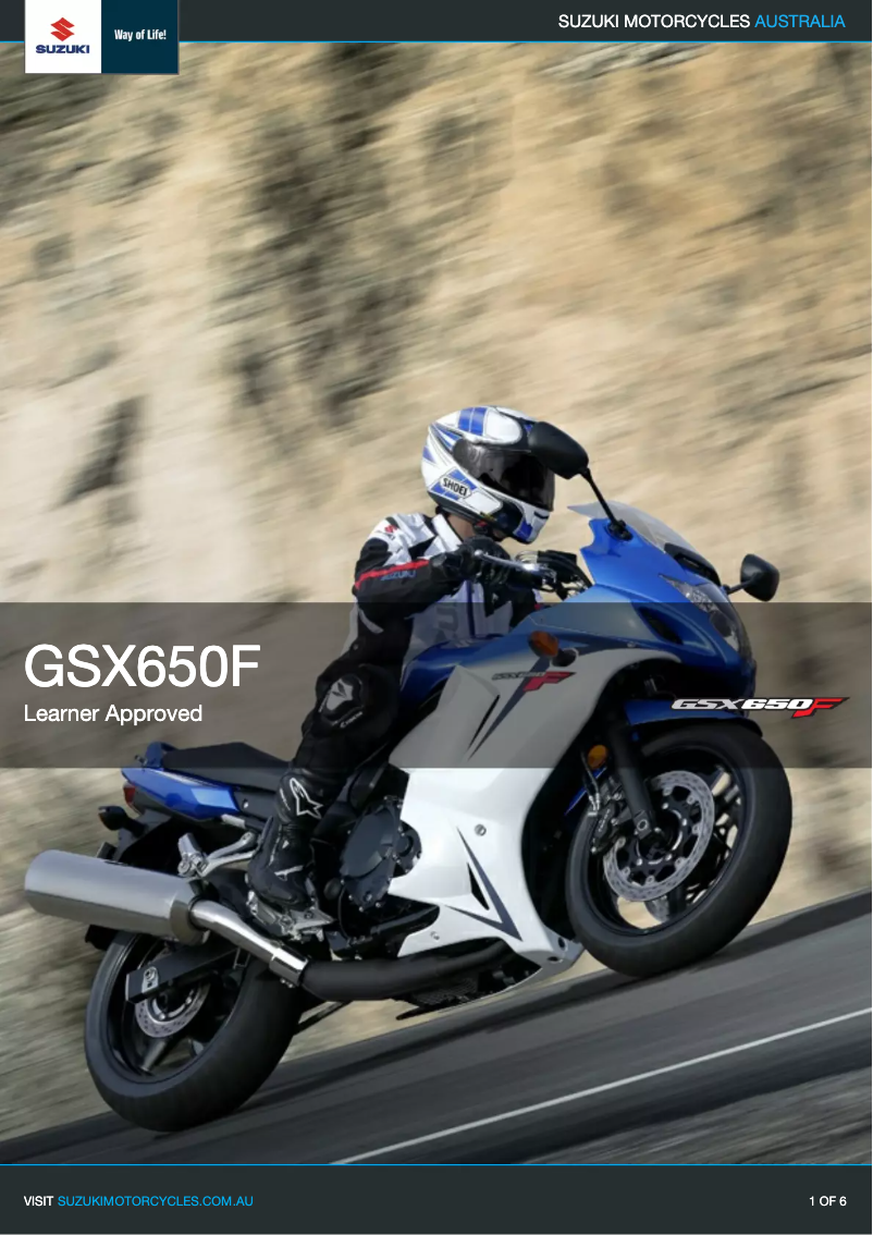 Page 1 de la notice Manuel utilisateur Suzuki GSX650F