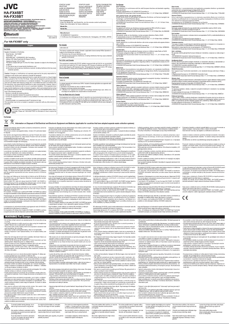 Page 1 de la notice Manuel utilisateur JVC HA-FX45BT