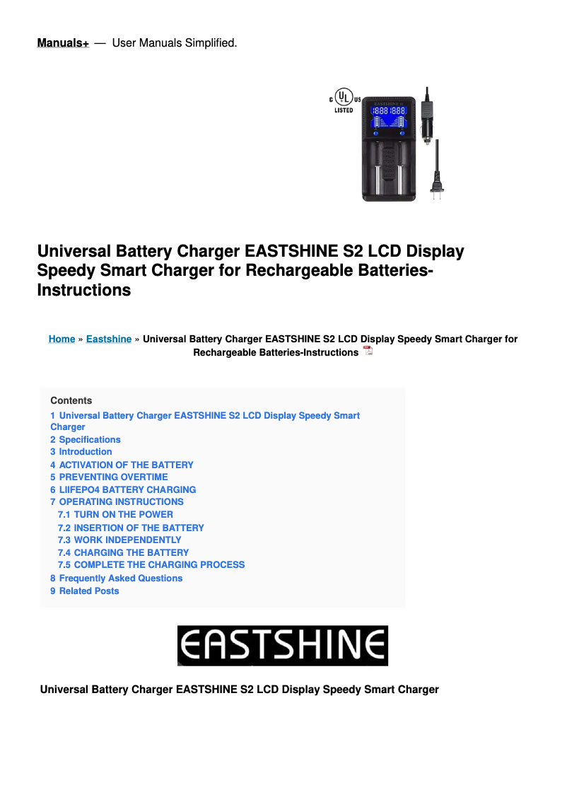 Image de la première page du manuel de l'appareil S2