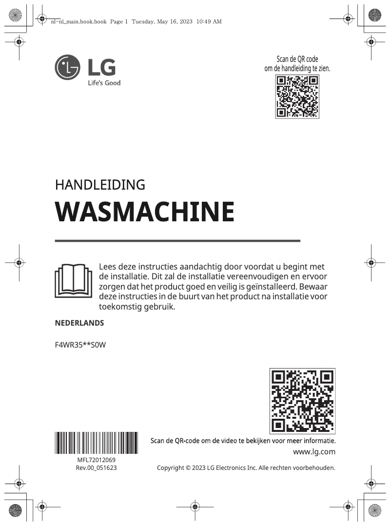 Page n°1 - Manuel utilisateur LG F4WR3509S0W