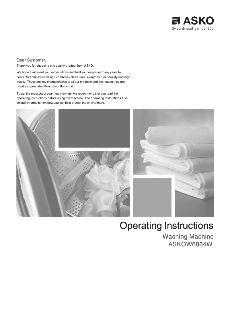 Page 1 de la notice Manuel utilisateur Asko W6864W