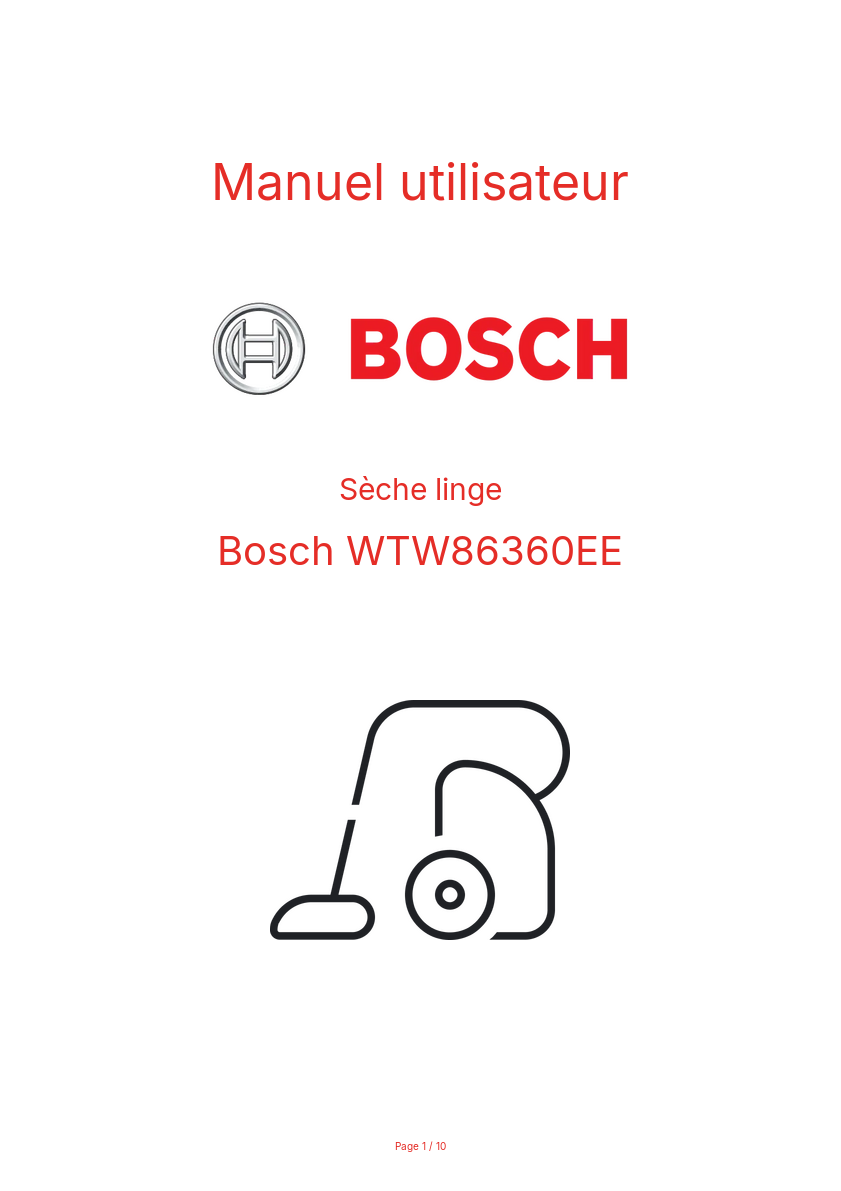 Page n°1 - Manuel utilisateur Bosch WTW86360EE