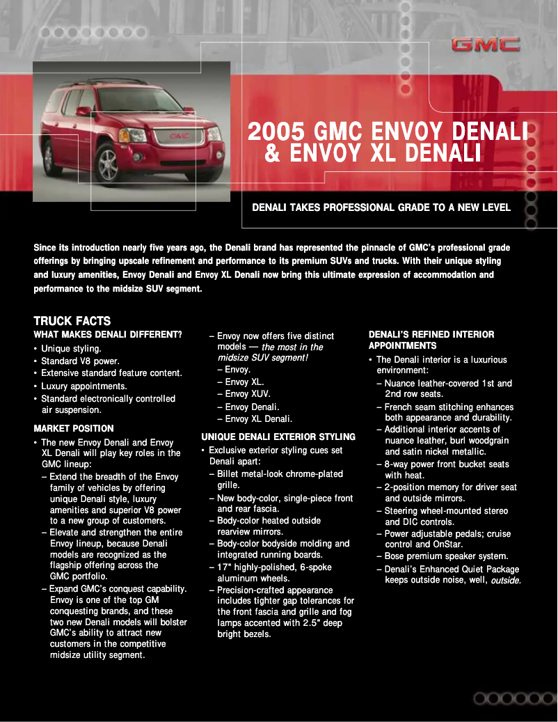 Page 1 de la notice Guide de démarrage rapide GMC Envoy XL (2005)