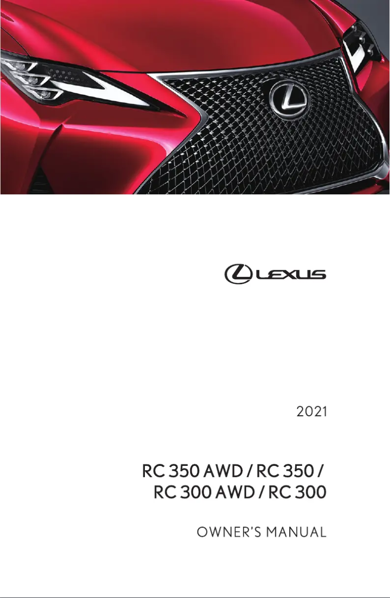 Page 1 de la notice Manuel utilisateur Lexus RC 350 (2021)
