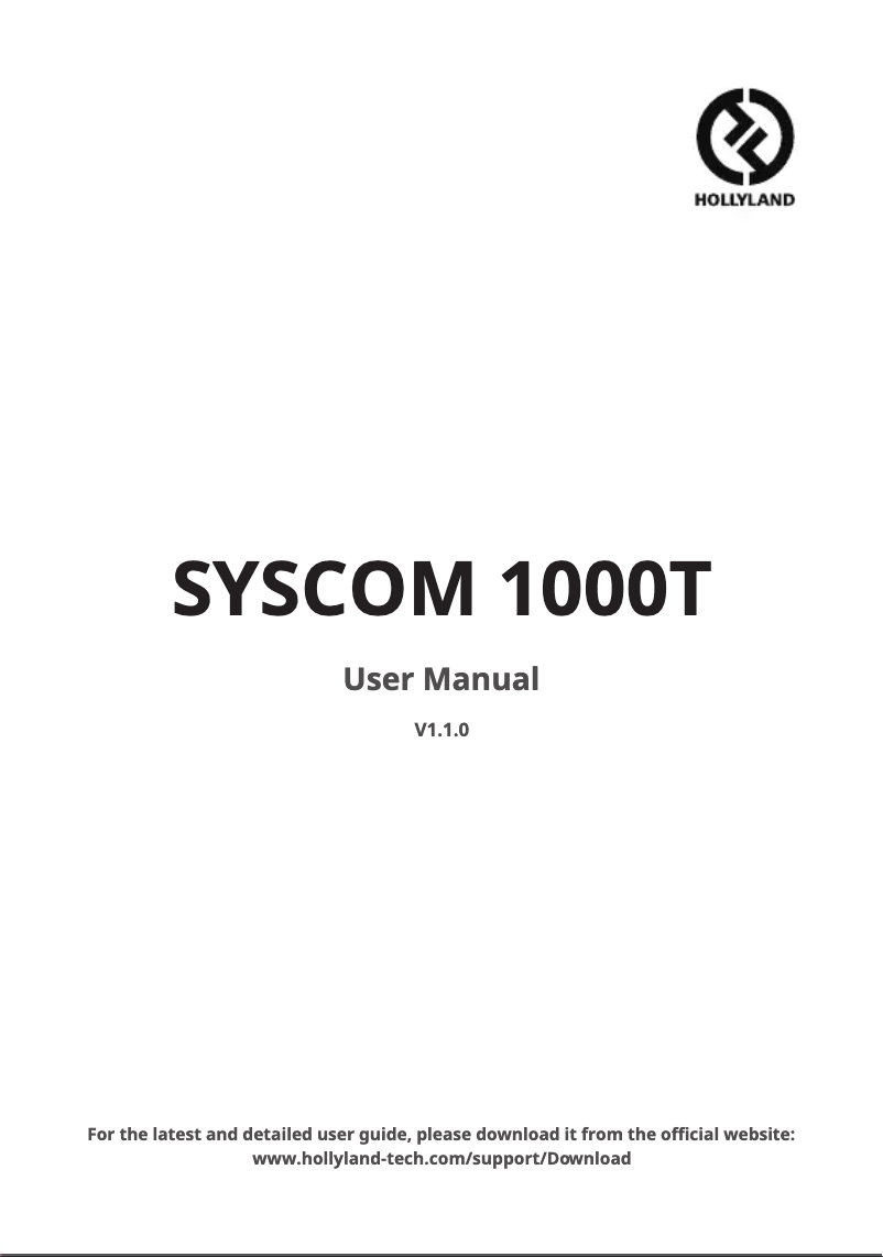 Page n°1 - Manuel utilisateur Hollyland Syscom 1000T