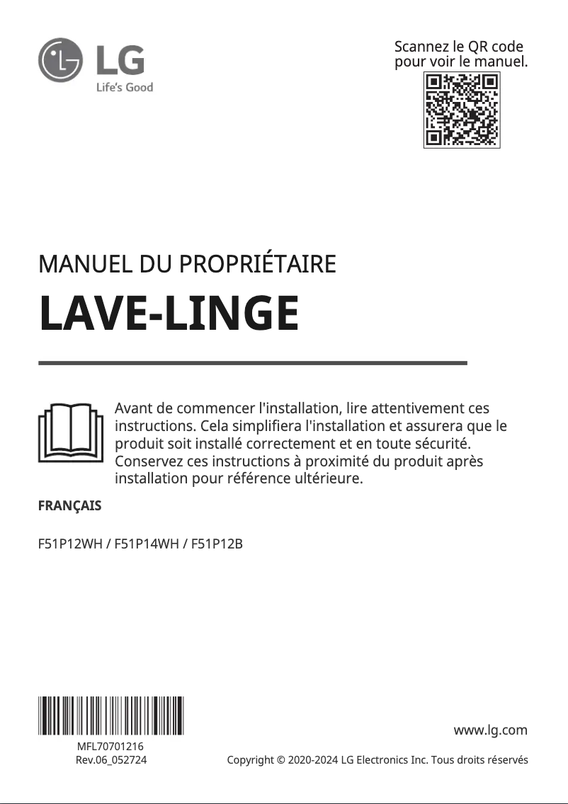 Page n°1 - Manuel utilisateur LG F51P12B