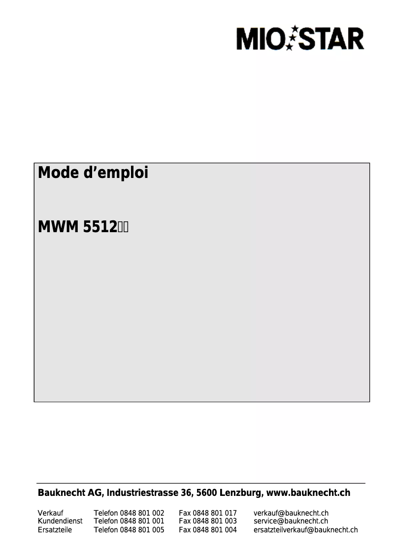 Page 1 de la notice Manuel utilisateur Mio Star MWM 5512