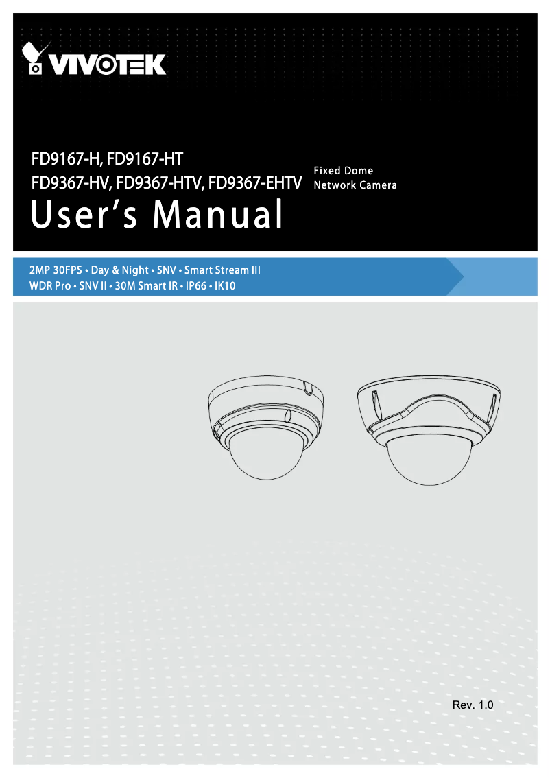 Image de la première page du manuel de l'appareil Fixed Dome FD9367-HV