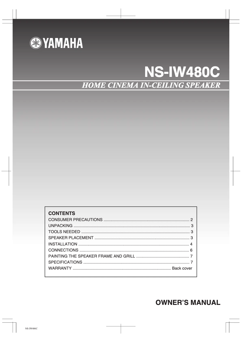 Page 1 of the manual User Manual Yamaha NS-IW480CWH