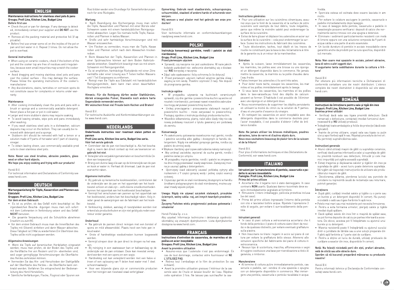 Page 1 de la notice Manuel utilisateur Hendi 836507