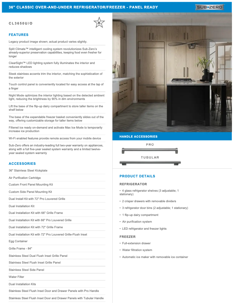 Page n°1 - Manuel utilisateur Sub-Zero CL3650UO