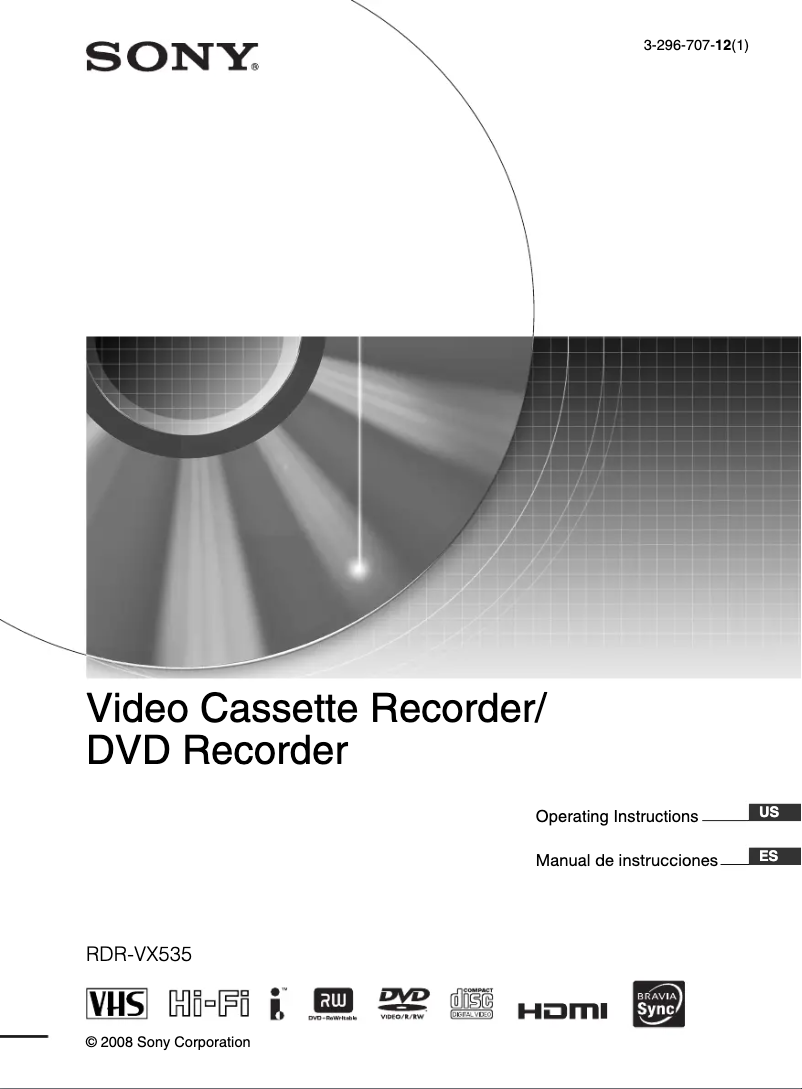 Page 1 de la notice Manuel utilisateur Sony RDR-VX535