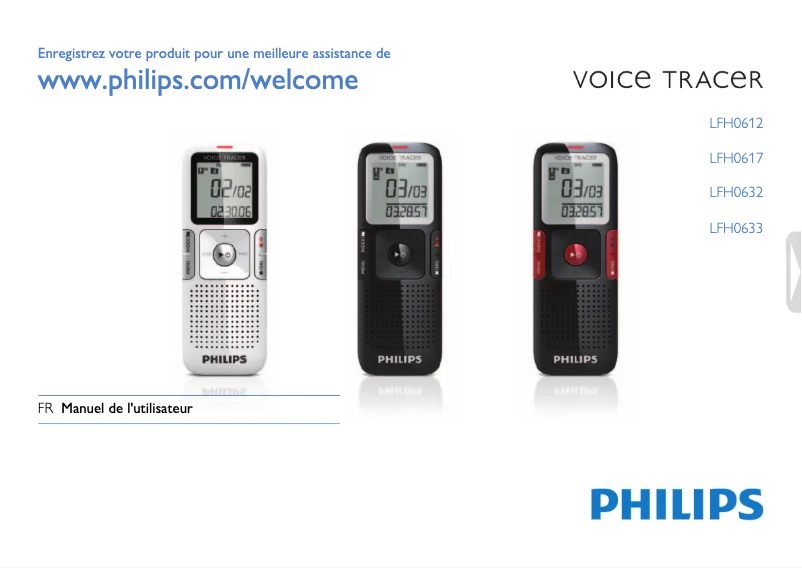 Page 1 de la notice Manuel utilisateur Philips Voice Tracer LFH0633