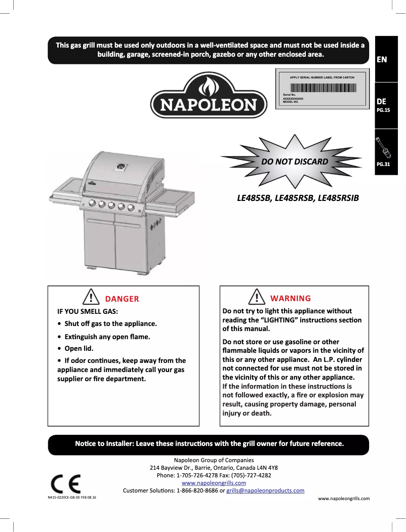 Image de la première page du manuel de l'appareil LE485RSB