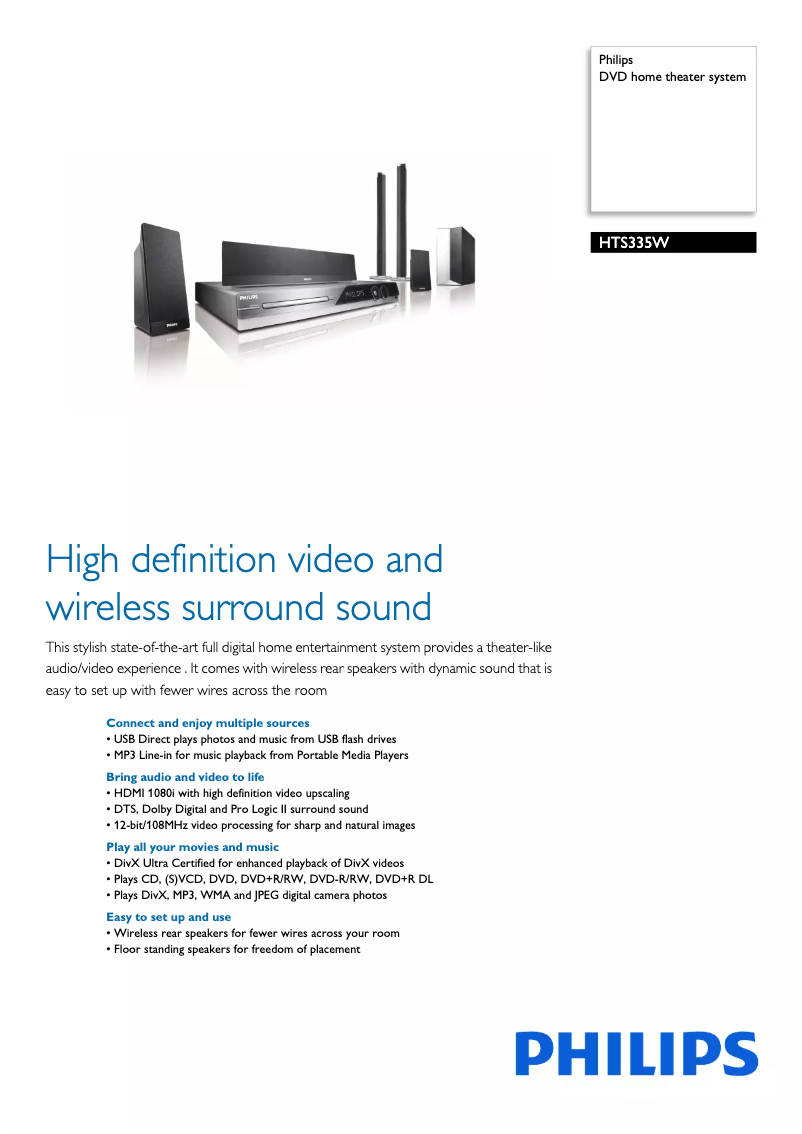 Imagen de la primera página del manual del dispositivo HTS335W