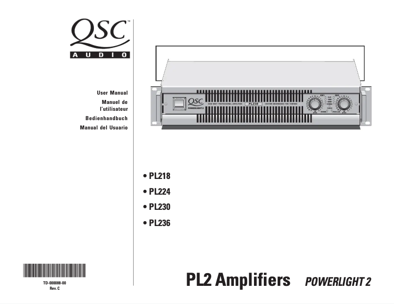 Page n°1 - Manuel utilisateur QSC PL230