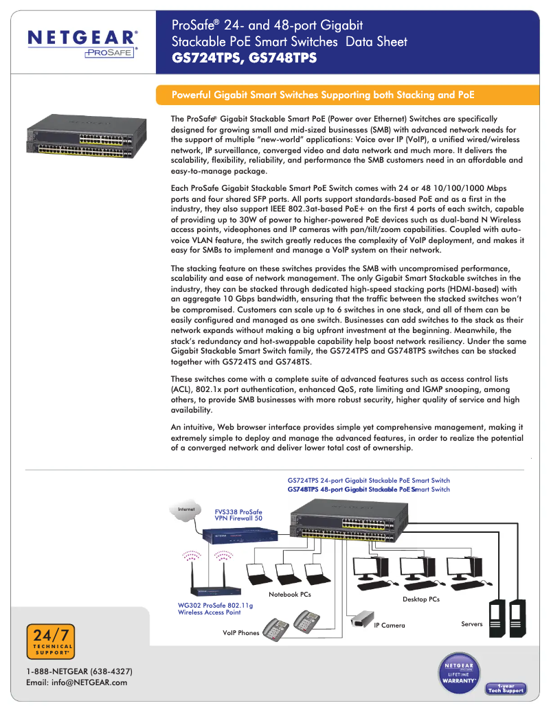 Page n°1 - Fiche technique Netgear GS748TPS