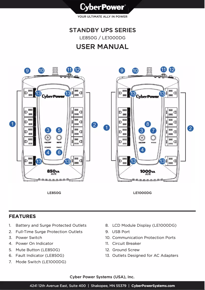 Página 1 del manual Información de garantía CyberPower LE850G