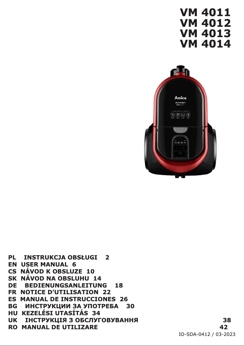 Page 1 de la notice Manuel utilisateur Amica Akman VM 4011