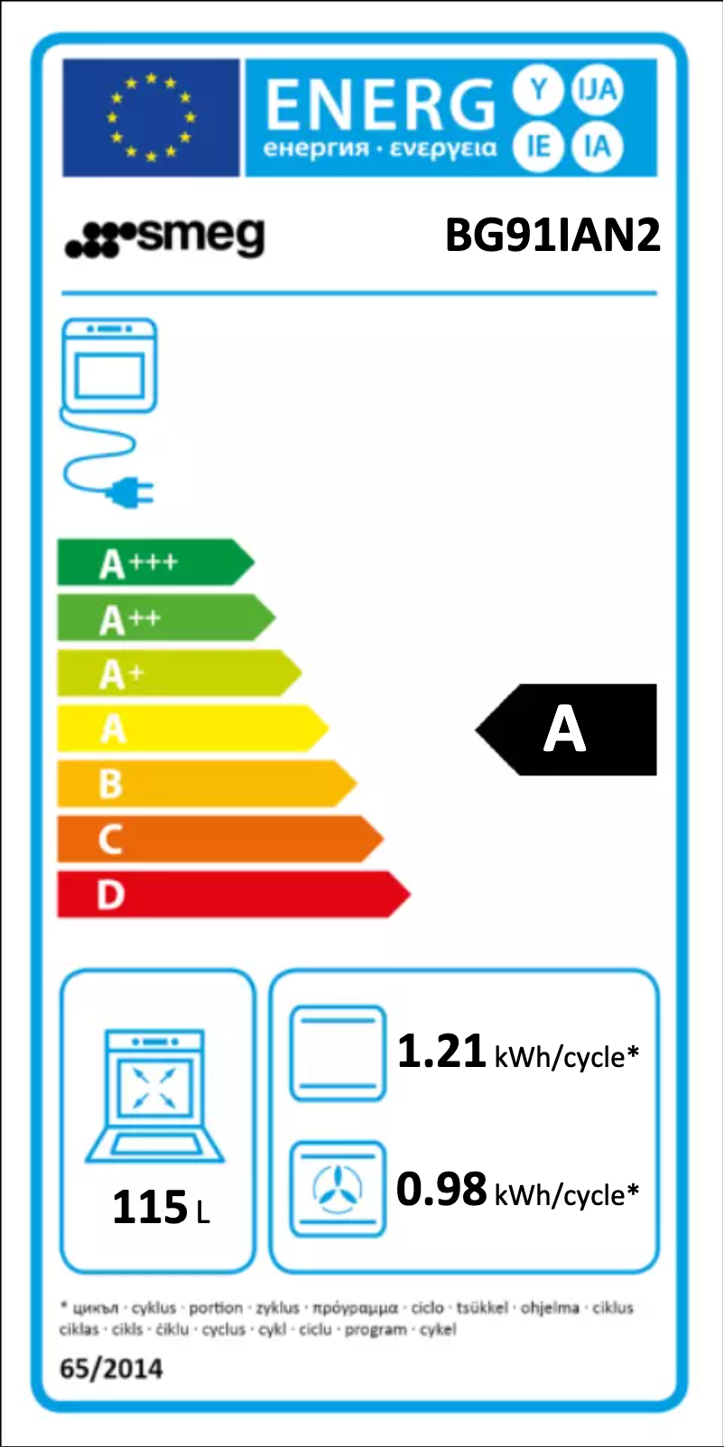 Page n°1 - Label énergétique Smeg BG91IAN2