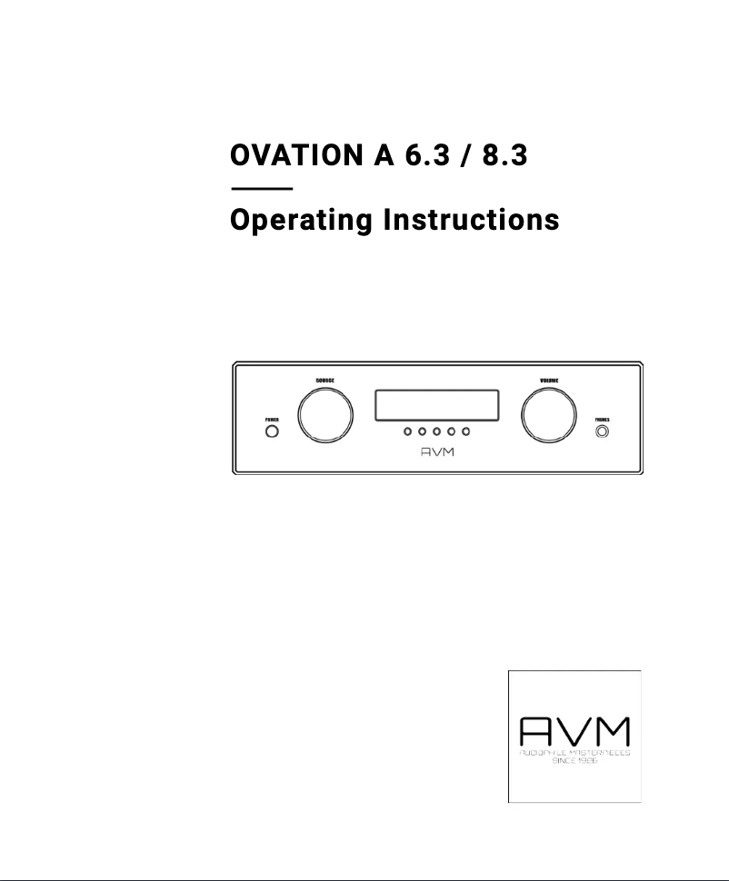 Page 1 de la notice Manuel utilisateur AVM Ovation 8.3