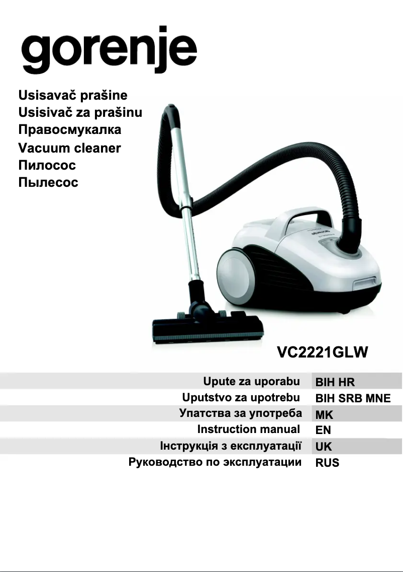 Page n°1 - Manuel utilisateur Gorenje VC2221GLW