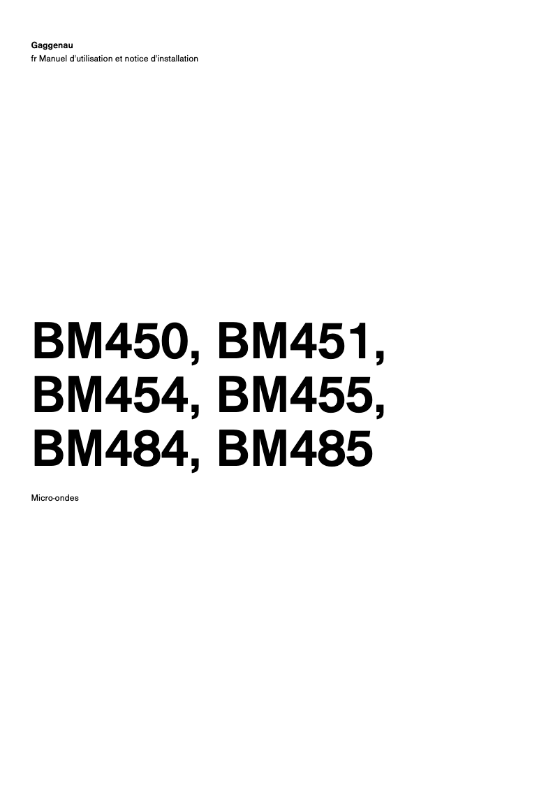 Página 1 del manual Guía de instalación Gaggenau BM454100