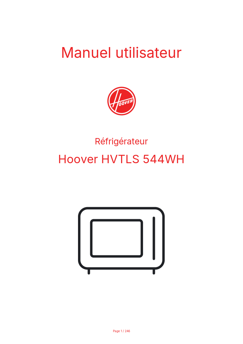 Page n°1 - Manuel utilisateur Hoover HVTLS 544WH