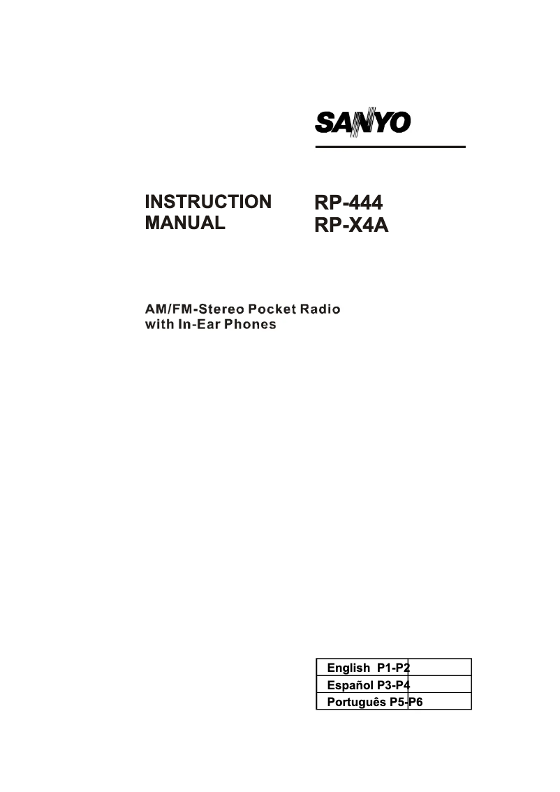 Page n°1 - Manuel utilisateur Sanyo RP-X4A