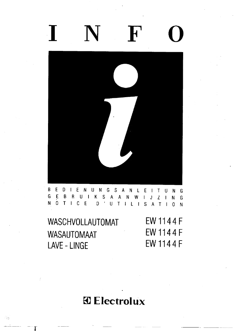 Page n°1 - Manuel utilisateur Electrolux EW 1144F