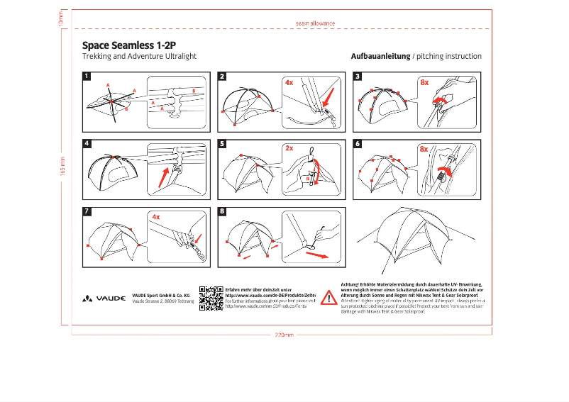 Page n°1 - Manuel utilisateur Vaude Space Seamless 1-2P