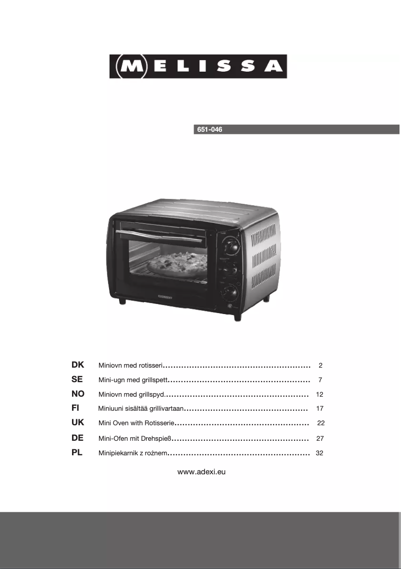 Page 1 de la notice Manuel utilisateur Melissa 651-046
