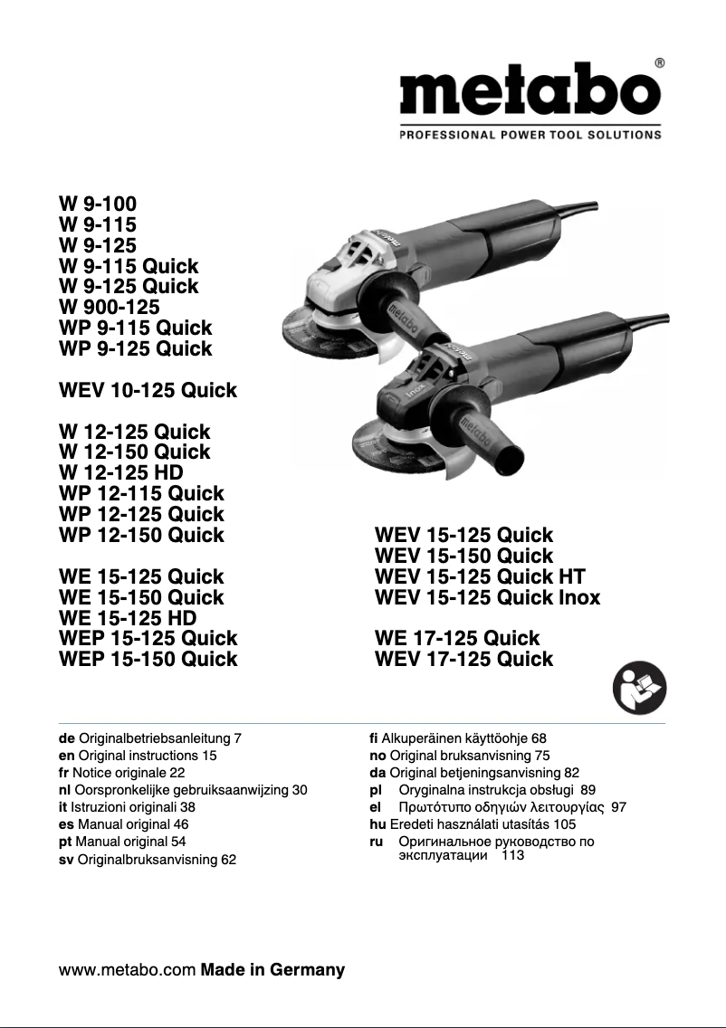 Image de la première page du manuel de l'appareil WP 9-125 Quick