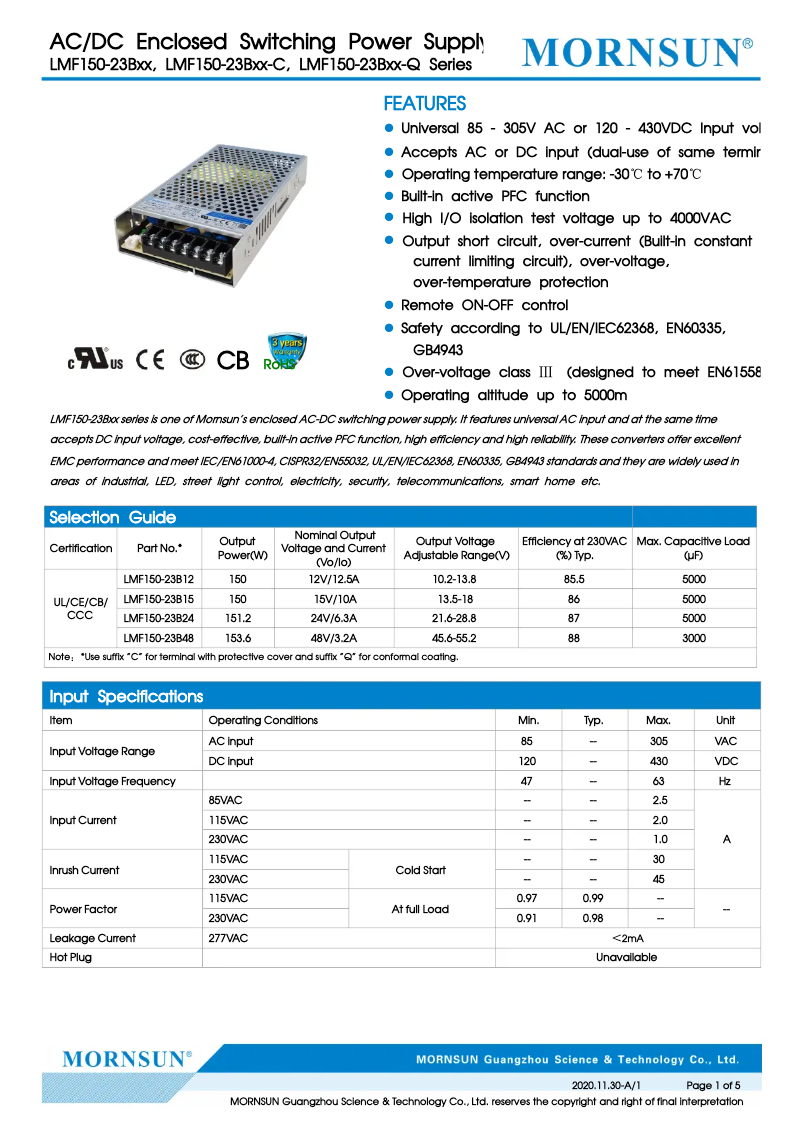 Page 1 de la notice Manuel utilisateur Dehner LMF150-23B48