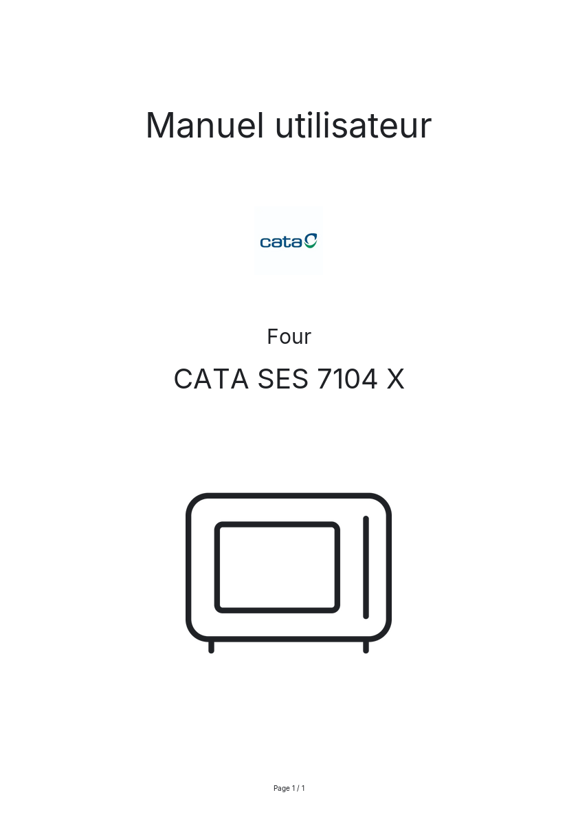 Page n°1 - Manuel utilisateur CATA SES 7104 X
