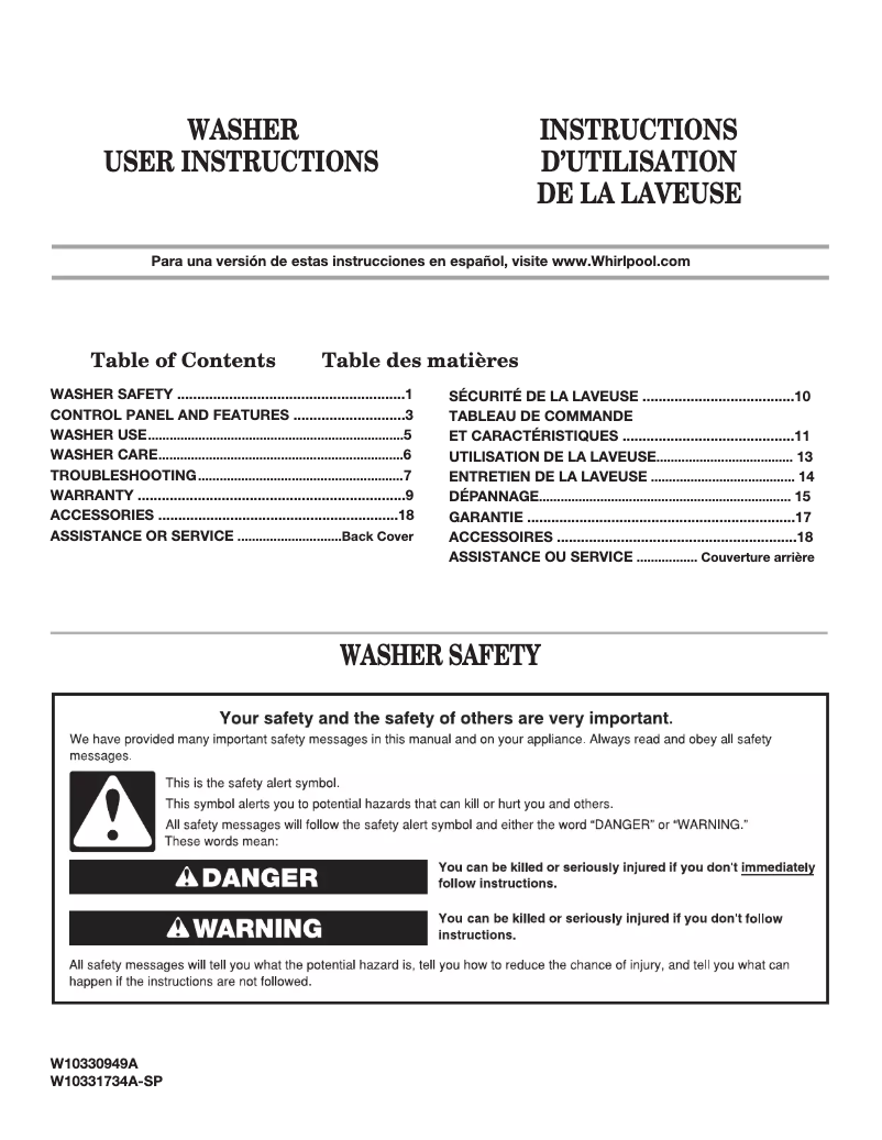 Image de la première page du manuel de l'appareil ETW4400WQ