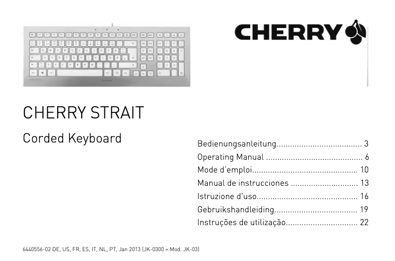 Page 1 de la notice Manuel utilisateur Cherry Strait