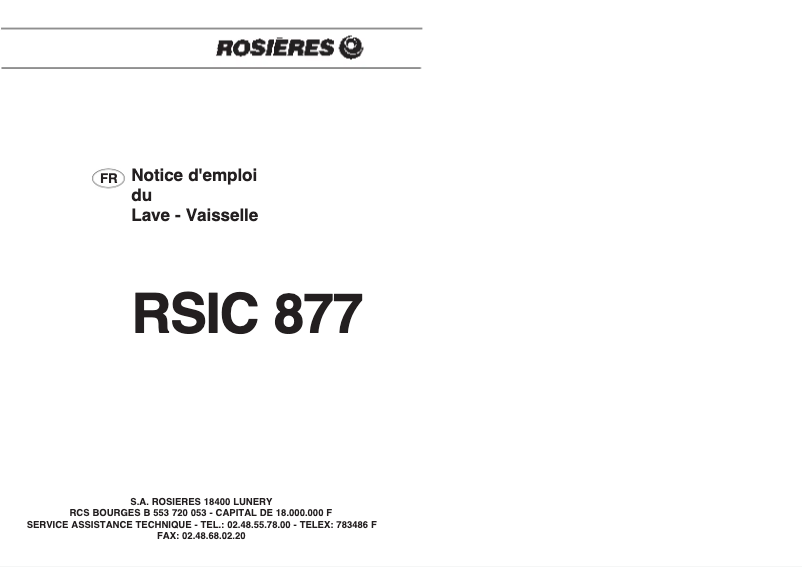 Image de la première page du manuel de l'appareil LS RSIC877PN