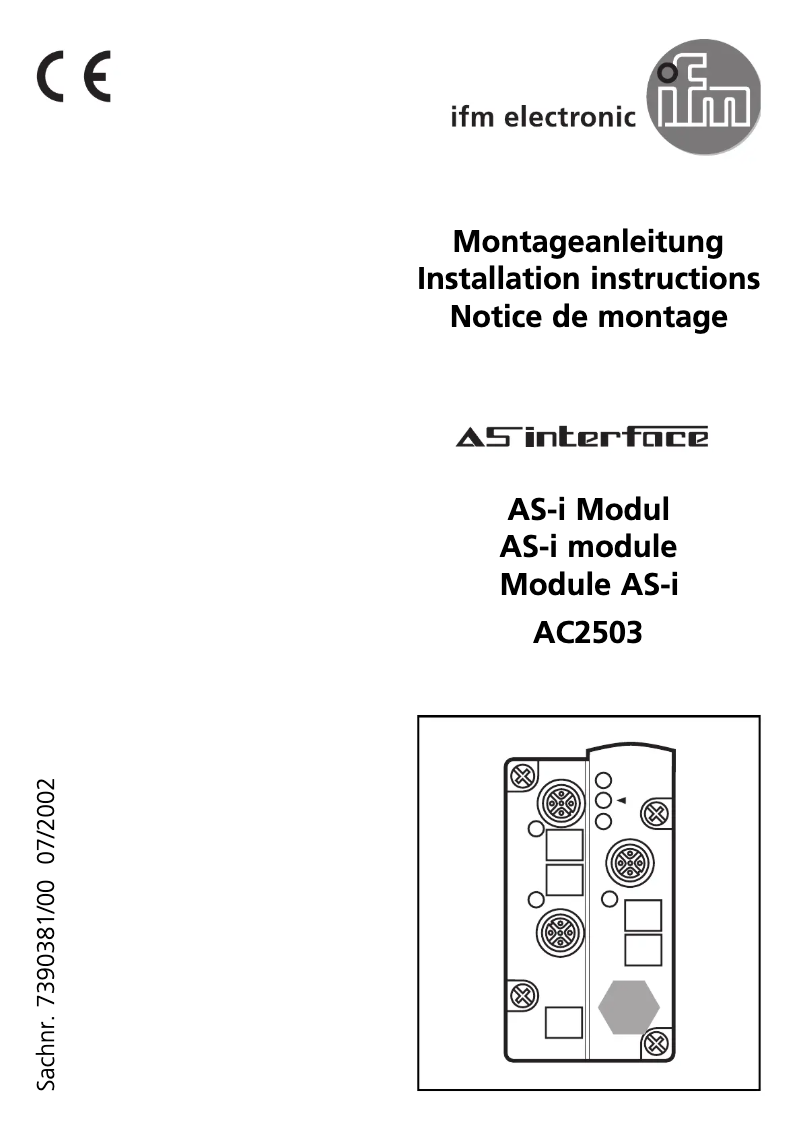 Page n°1 - Manuel utilisateur IFM AC2503