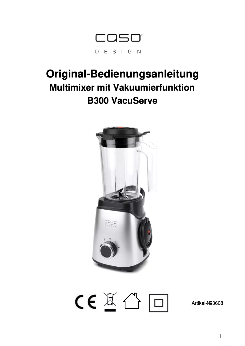 Image de la première page du manuel de l'appareil B300 VacuServe