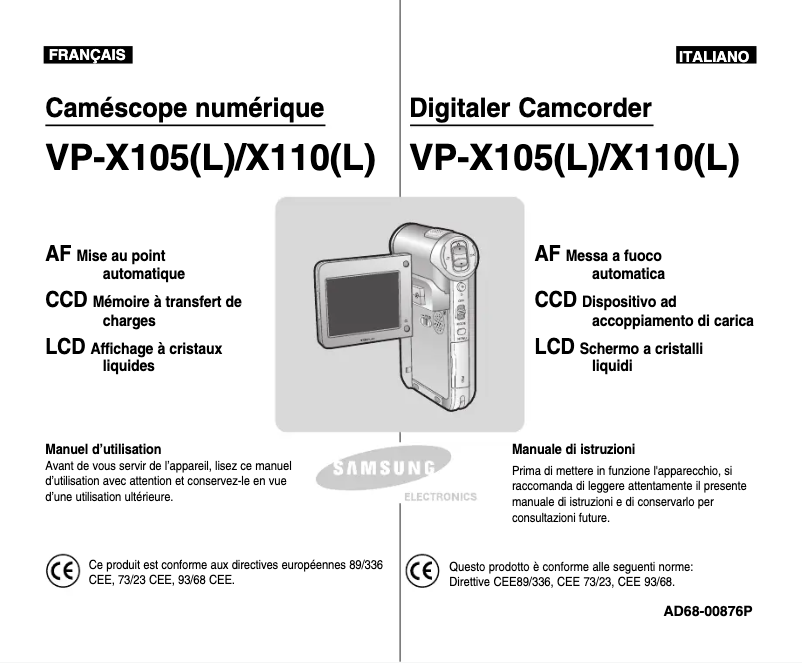 Page 1 de la notice Manuel utilisateur Samsung VP-X105L
