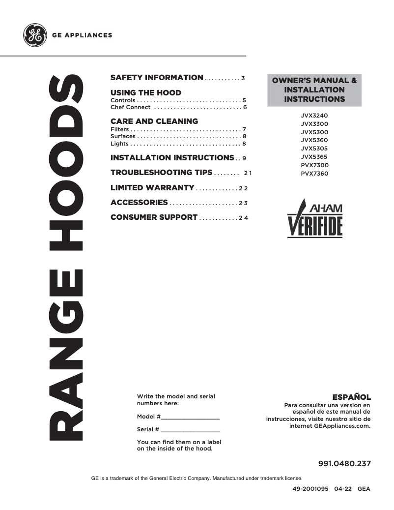 Image de la première page du manuel de l'appareil JVX5300EJES