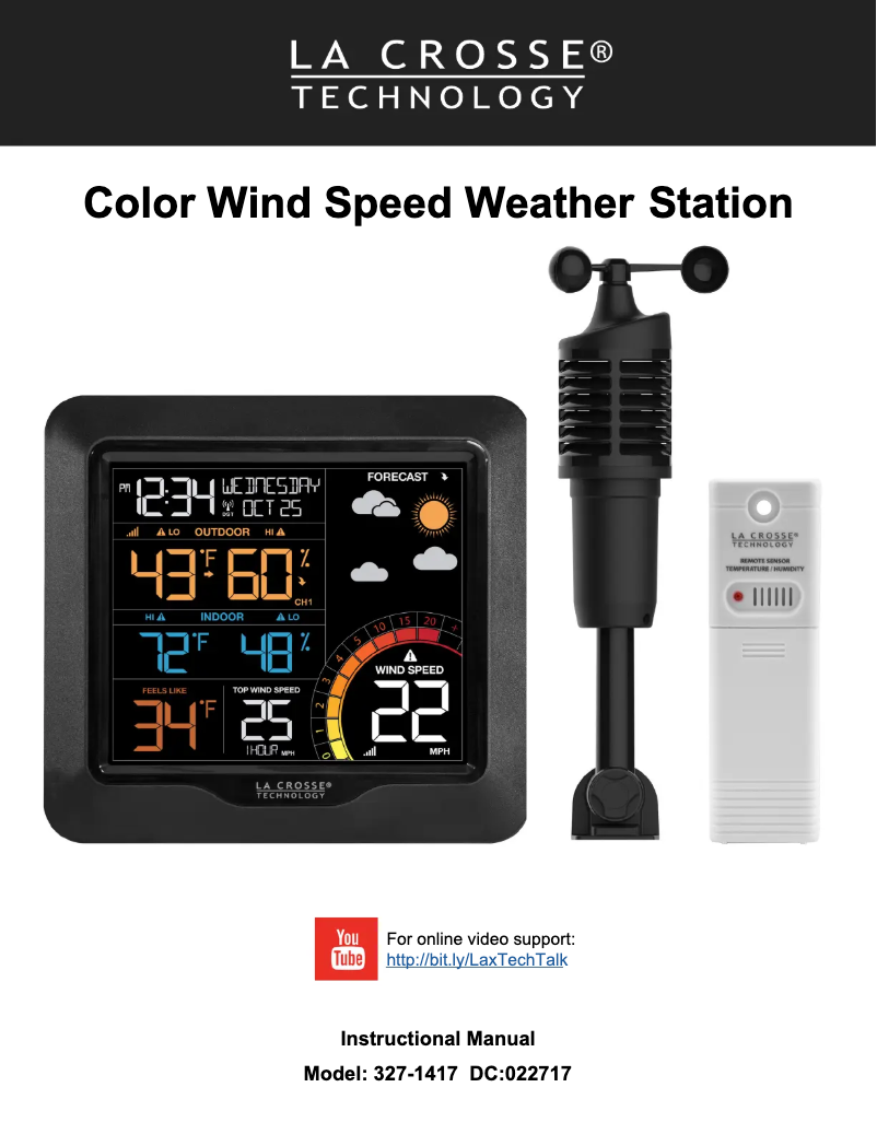 Page n°1 - Manuel utilisateur La Crosse Technology 327-1417